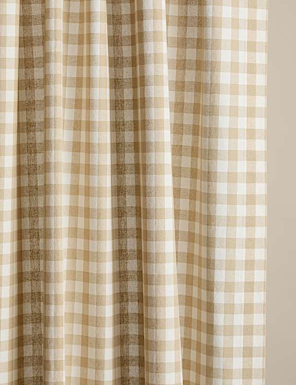 Pure Cotton Gingham Semi-Sheer Multiway Curtains - BN