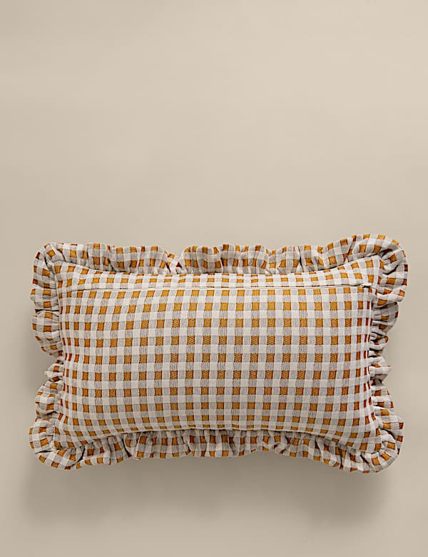 Chenille Woven Gingham Bolster Cushion - AL