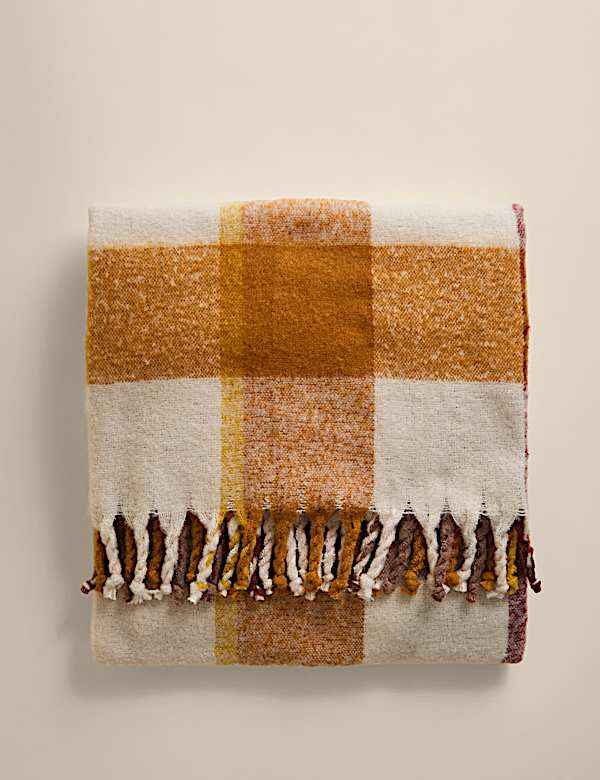 Faux Mohair Checked Throw - ID