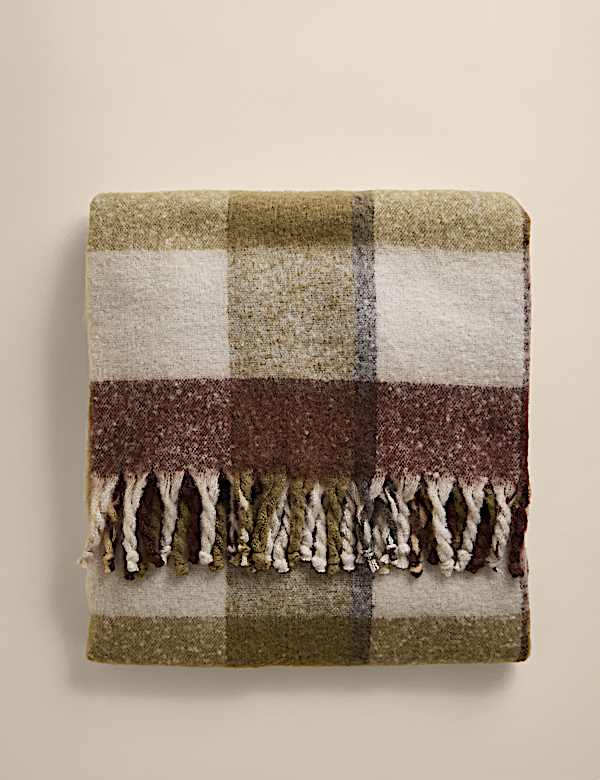 Faux Mohair Checked Throw - US