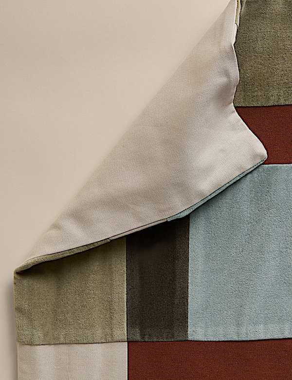 Housse de coussin en velours 100 % coton &agrave; motif patchwork - CA