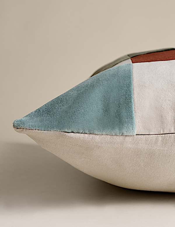 Housse de coussin en velours 100 % coton &agrave; motif patchwork - CA
