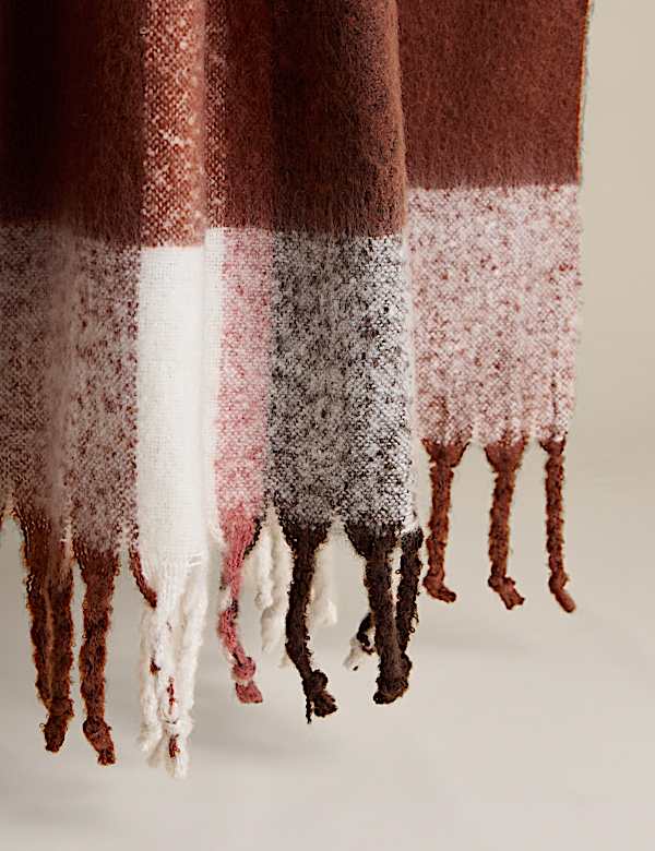 Faux Mohair Checked Throw - BN
