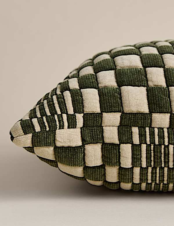Chenille Checked Quilted Cushion - CY
