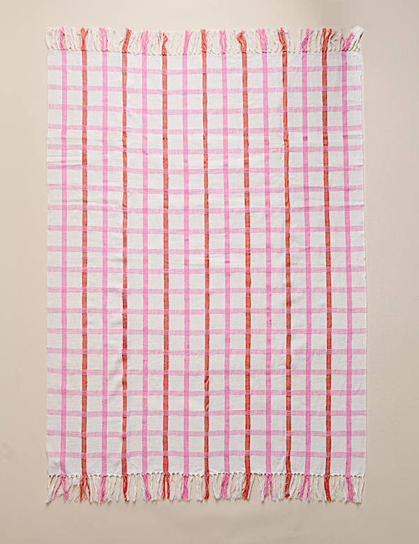 Hockney Pure Cotton Checked Throw - FR