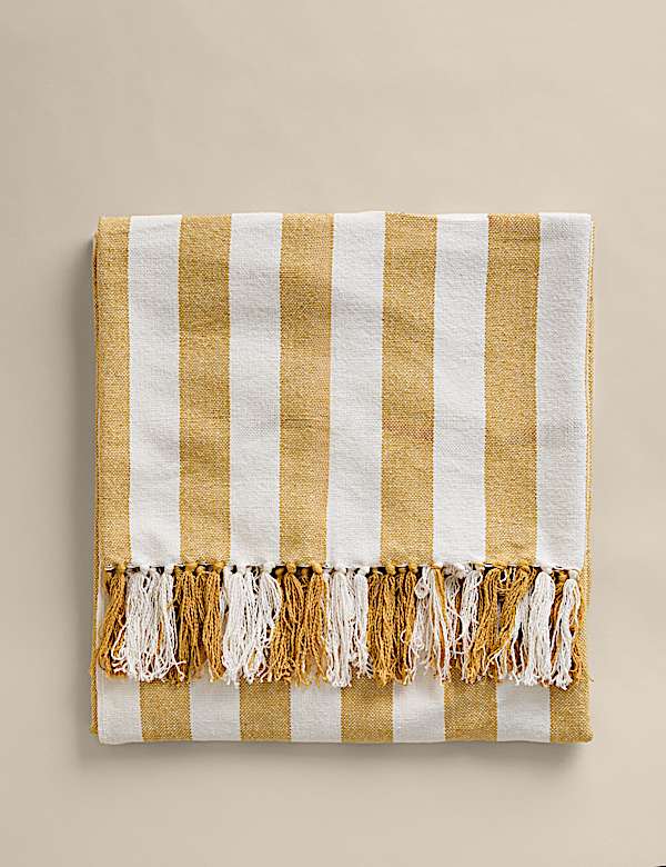 Pure Cotton Woven Striped Throw