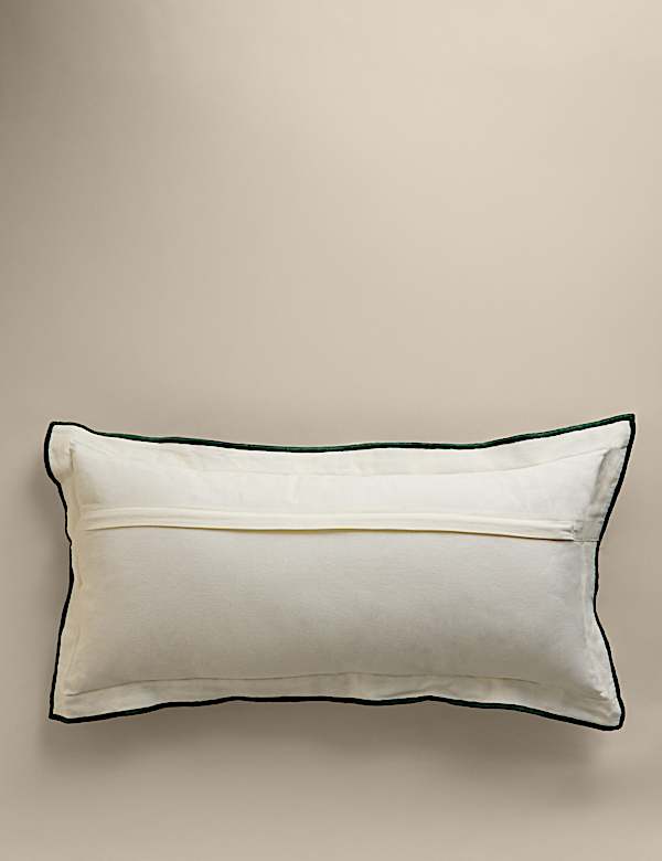 Pure Cotton Embroidered Grid Bolster Cushion - SE