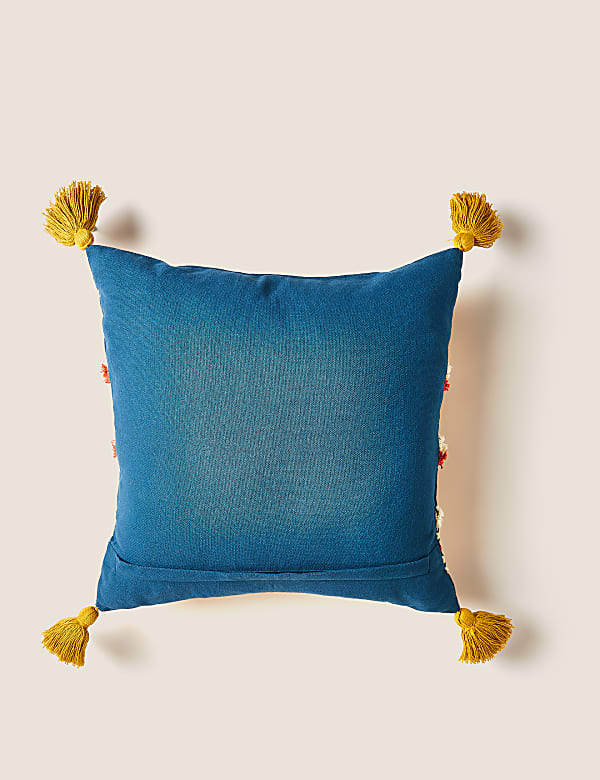 Pure Cotton Striped Tufted Tassel Cushion