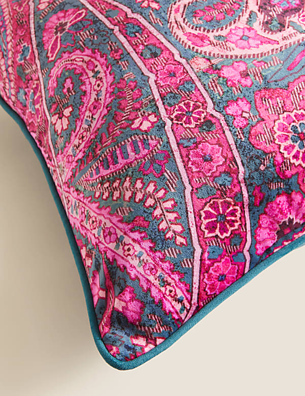 Velvet Paisley Piped Cushion