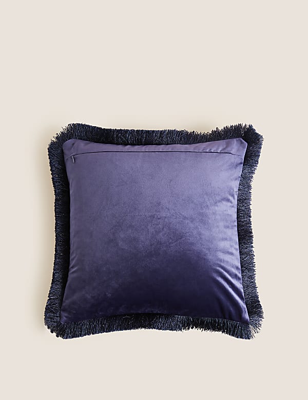 Velvet Floral Fringed Cushion