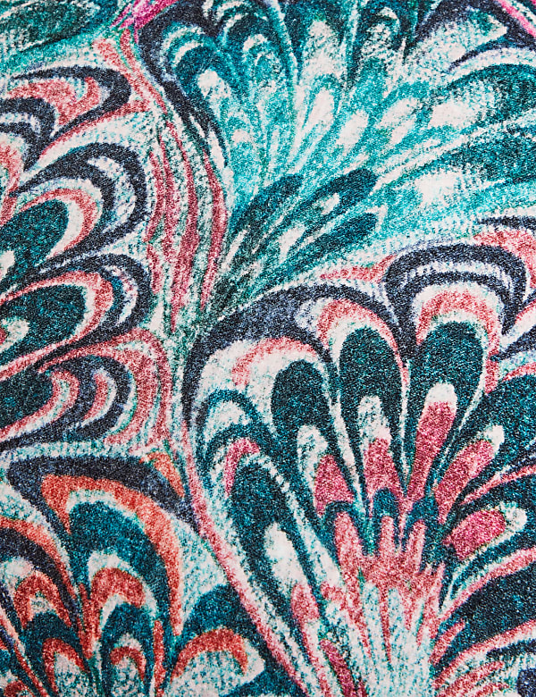 Pure Cotton Velvet Fan Print Cushion