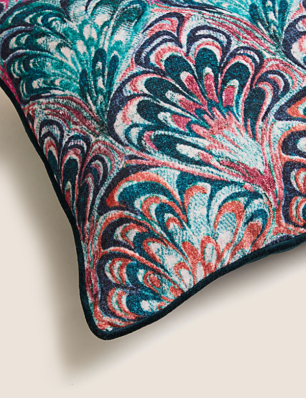 Pure Cotton Velvet Fan Print Cushion