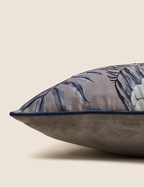Velvet Embroidered Peacock Cushion - FR