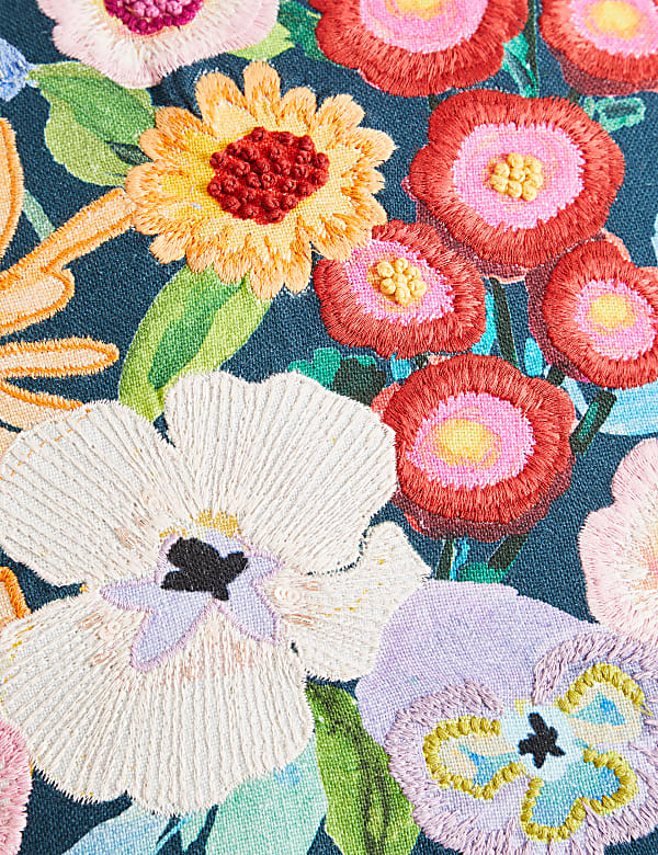 Cotton Rich Floral Embroidered Cushion