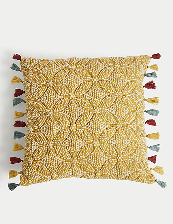 Pure Cotton Geometric Embroidered Cushion - LT