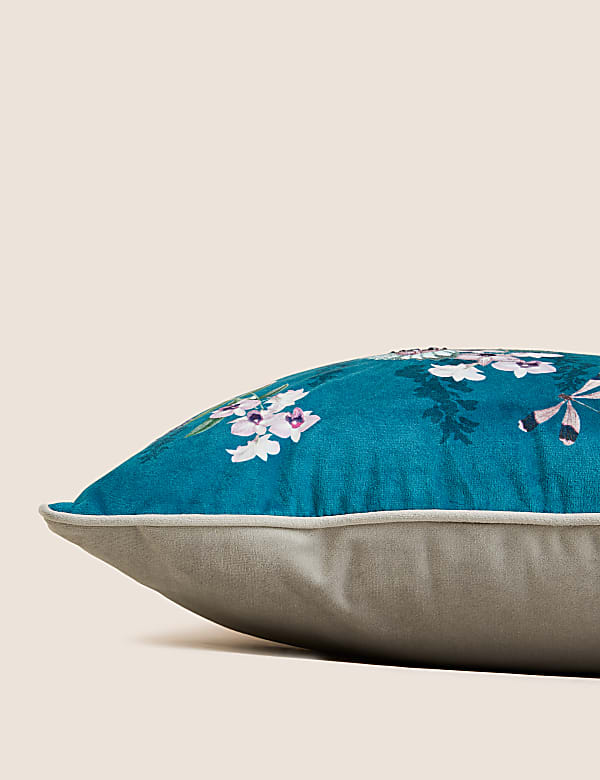 Velvet Hummingbird Embellished Cushion