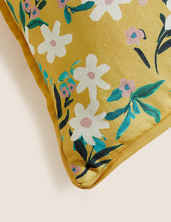 Coussin en coton &agrave; motif fleuri - LU