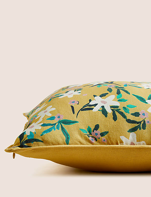 Coussin en coton &agrave; motif fleuri - LU