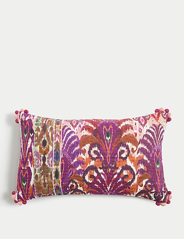 Cotton with Linen Embroidered Bolster Cushion - CA