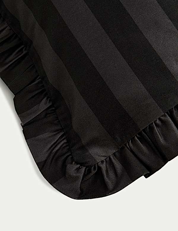 Pure Cotton Frill Striped Bolster Cushion - IS