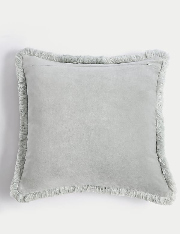 Pure Cotton Floral Fringed Cushion - BG
