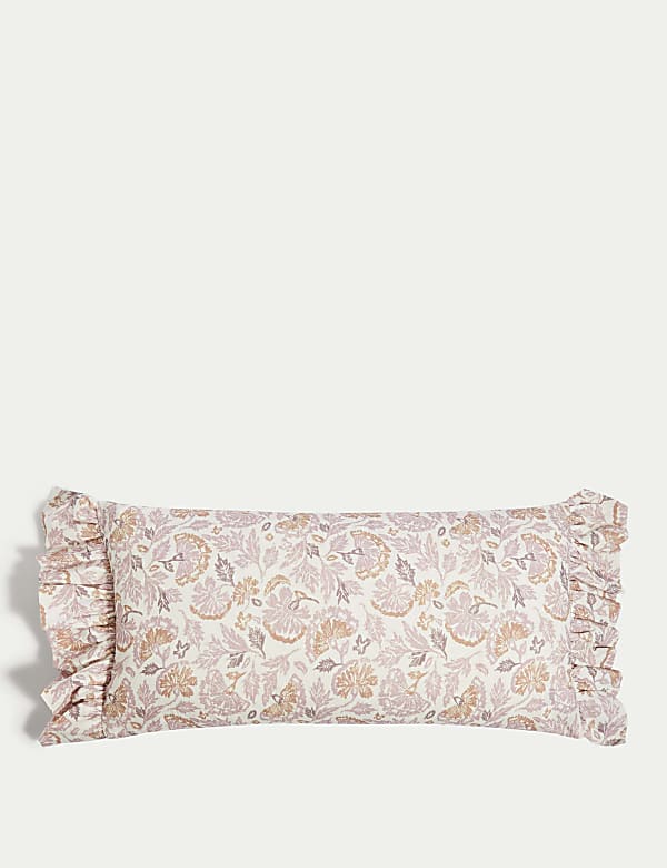 Cotton with Linen Floral Bolster Cushion - DK