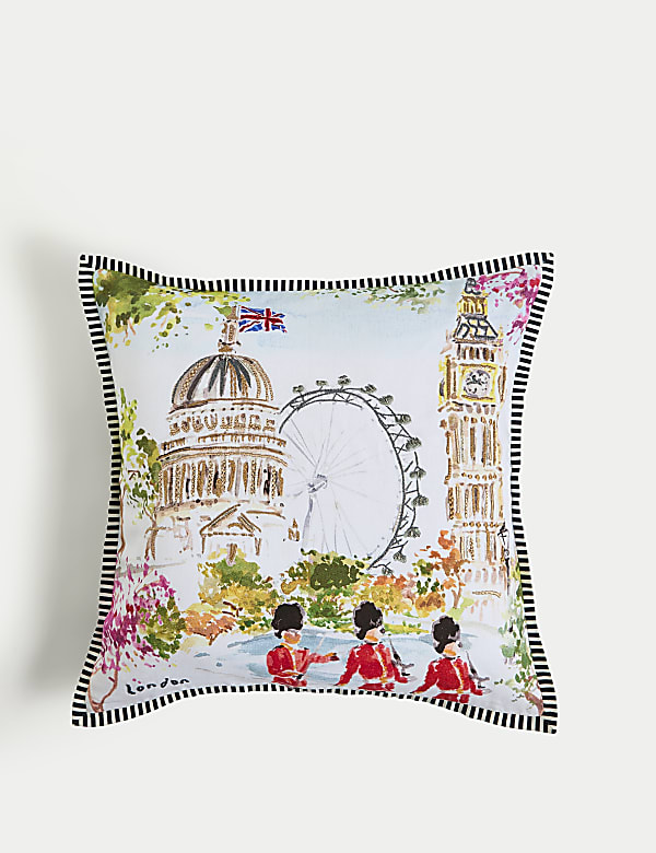 Coussin 100&nbsp;% coton à motif Londres - BE