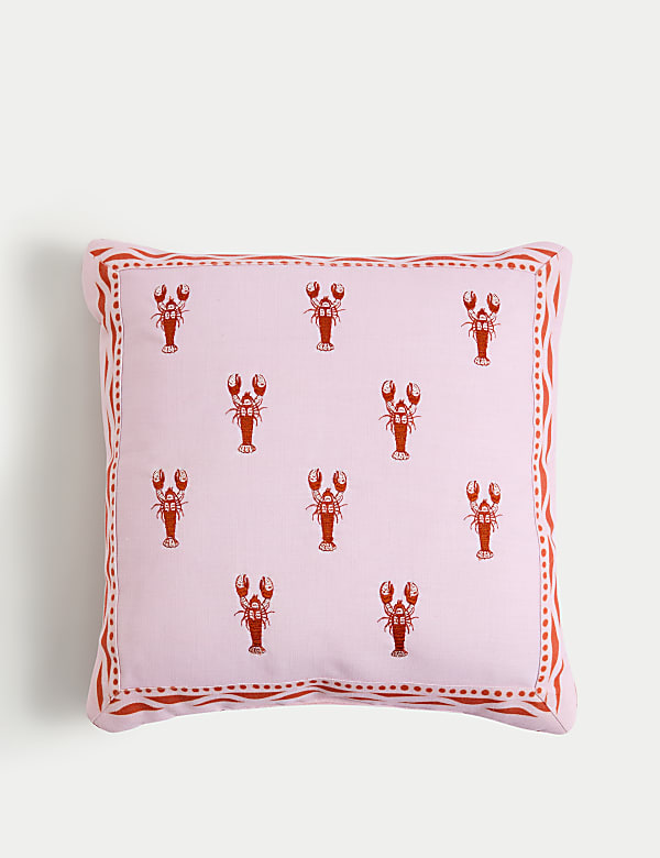 Lobster Embroidered Outdoor Cushion - QA