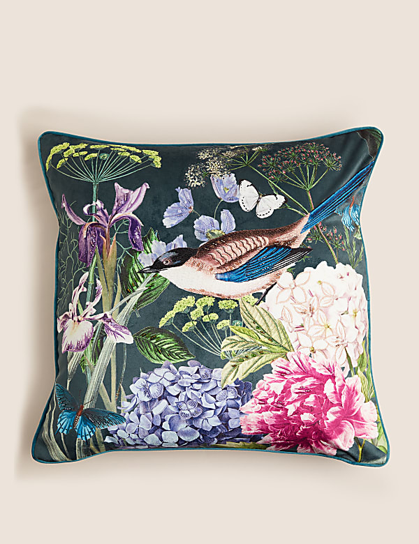 Bird Floral Embellished Cushion PINK MIX Cushions M S GR