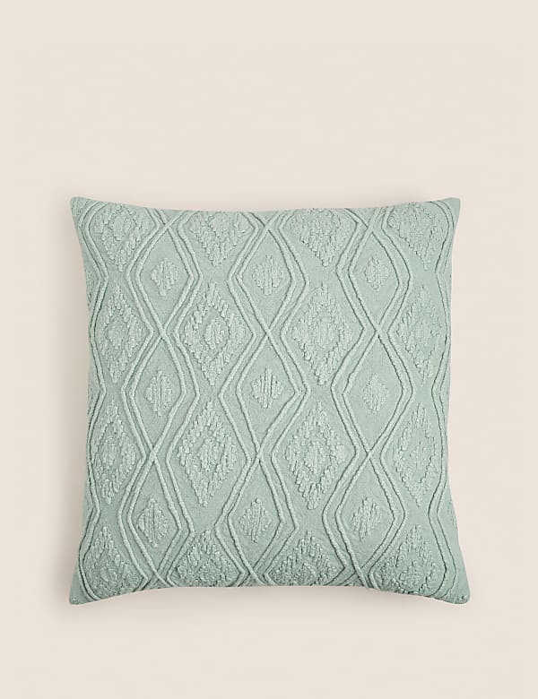Coussin 100 % coton à motif géométrique texturé - FR