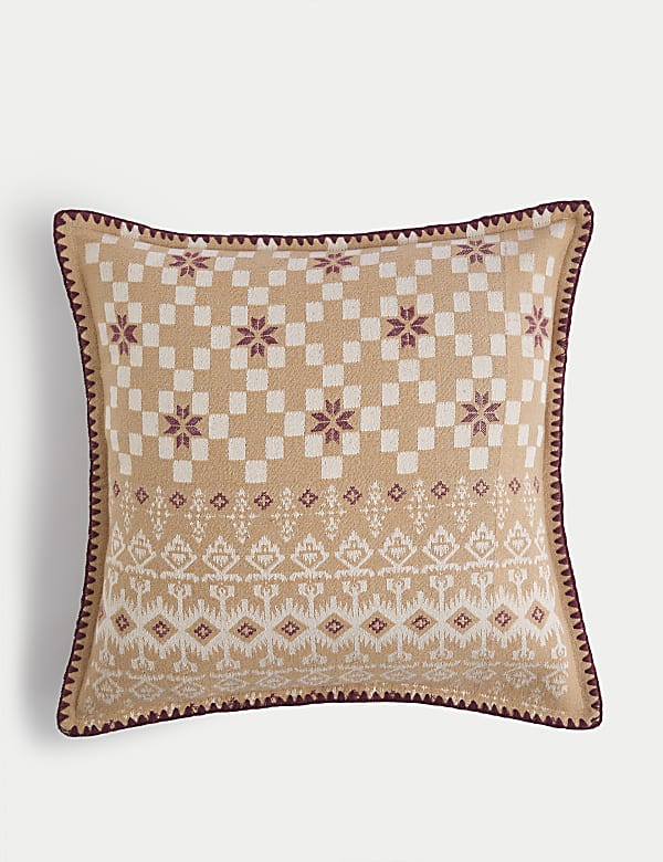 Sierra Pure Cotton Blanket Stitch Cushion - GR