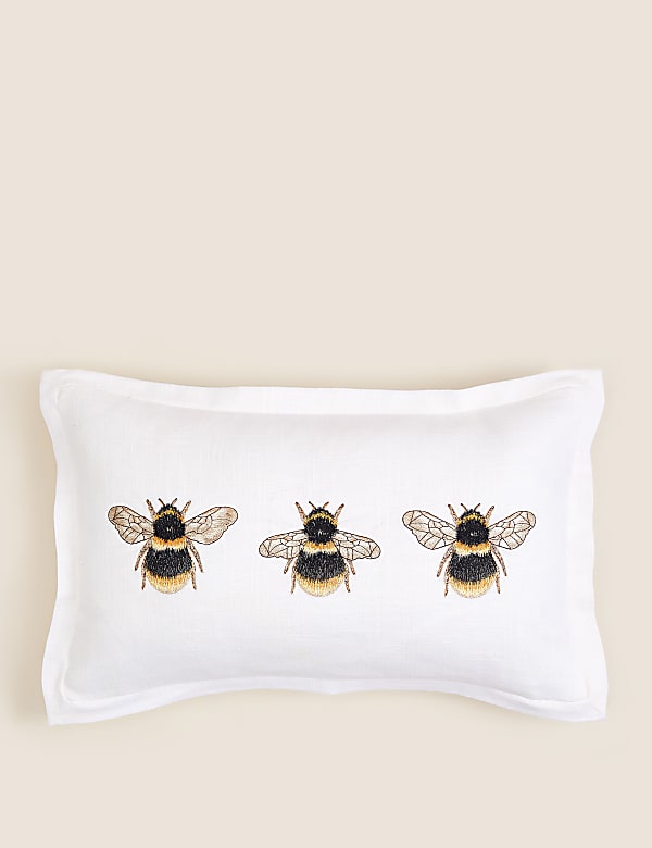 Cotton with Linen Bee Bolster Cushion - NO