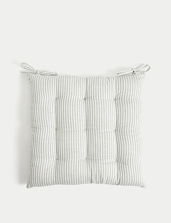 Set of 2 Cotton Rich Striped Seat Pads - ID