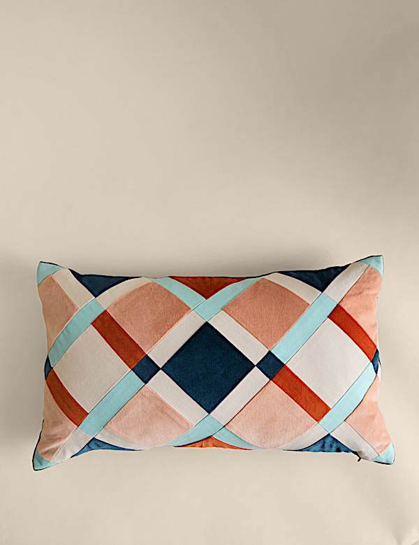 Pure Cotton Patchwork Bolster Cushion - JE