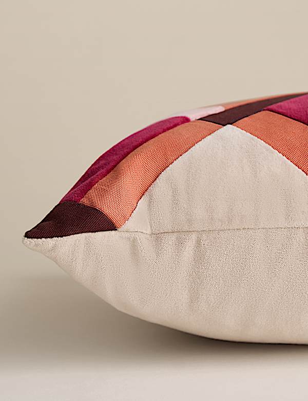 Velvet Geometric Patchwork Bolster Cushion - MV