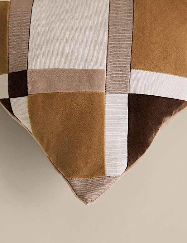 Velvet Geometric Patchwork Bolster Cushion - FR