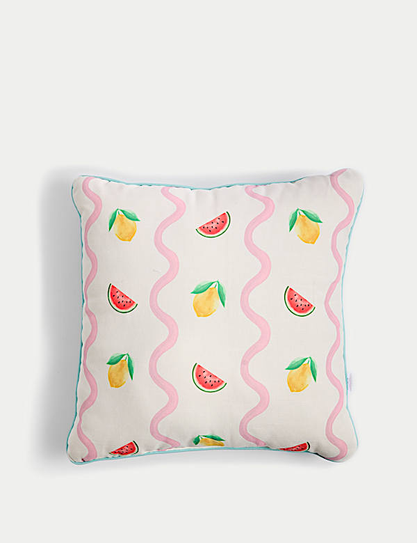Set of 2 Fruit Print Scallop Outdoor Cushions - AL