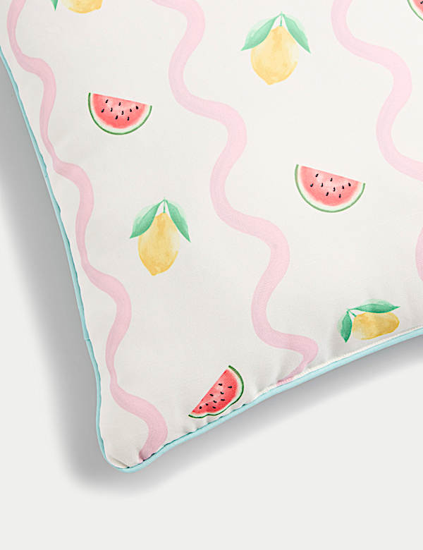 Set of 2 Fruit Print Scallop Outdoor Cushions - JP