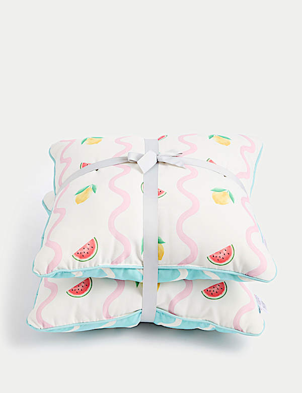 Set of 2 Fruit Print Scallop Outdoor Cushions - JP