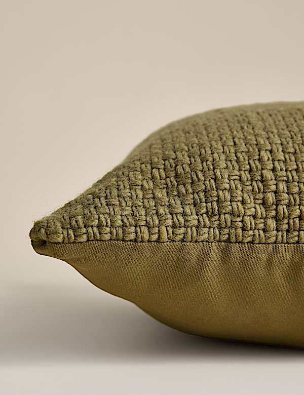 Διακοσμητικό μαξιλάρι με πλέξη καλάθι από 100% μαλλί - GR