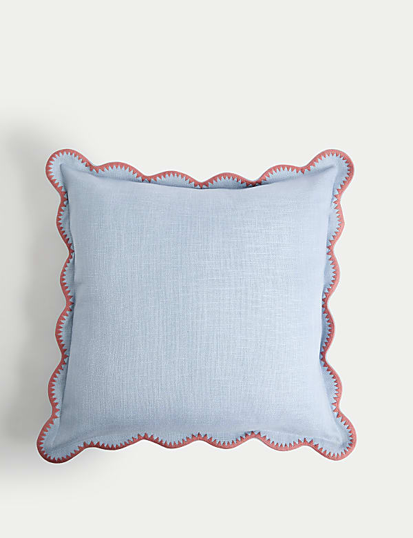 Pure Cotton Large Embroidered Scallop Cushion - CA