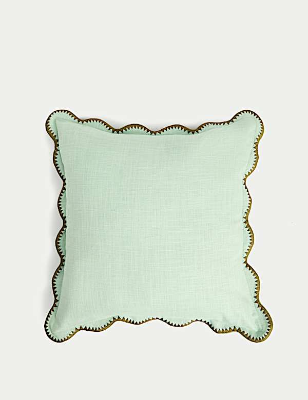 Pure Cotton Large Embroidered Scallop Cushion - NZ