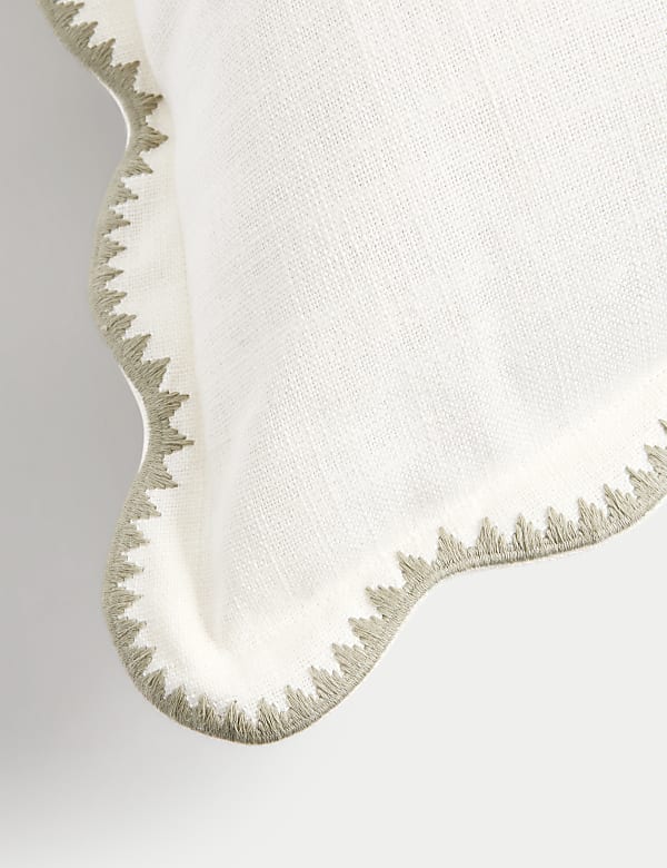 Pure Cotton Large Embroidered Scallop Cushion - MV
