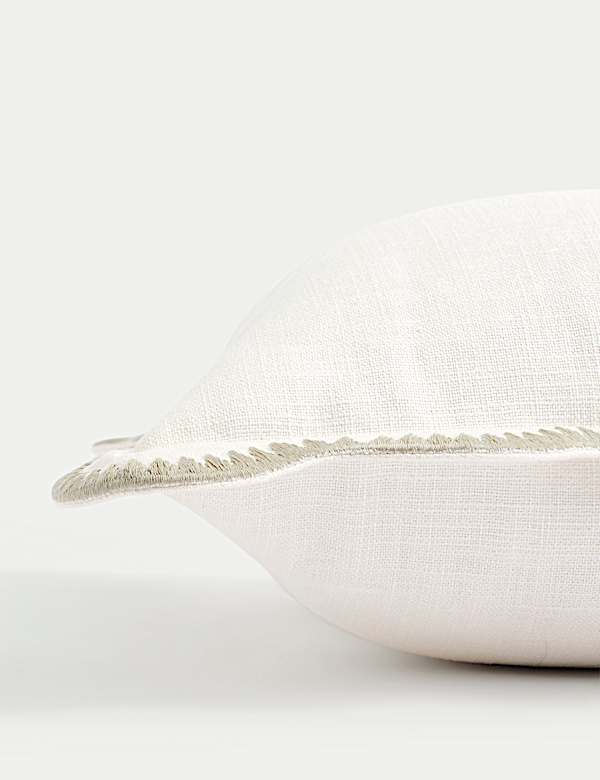 Pure Cotton Large Embroidered Scallop Cushion - MV