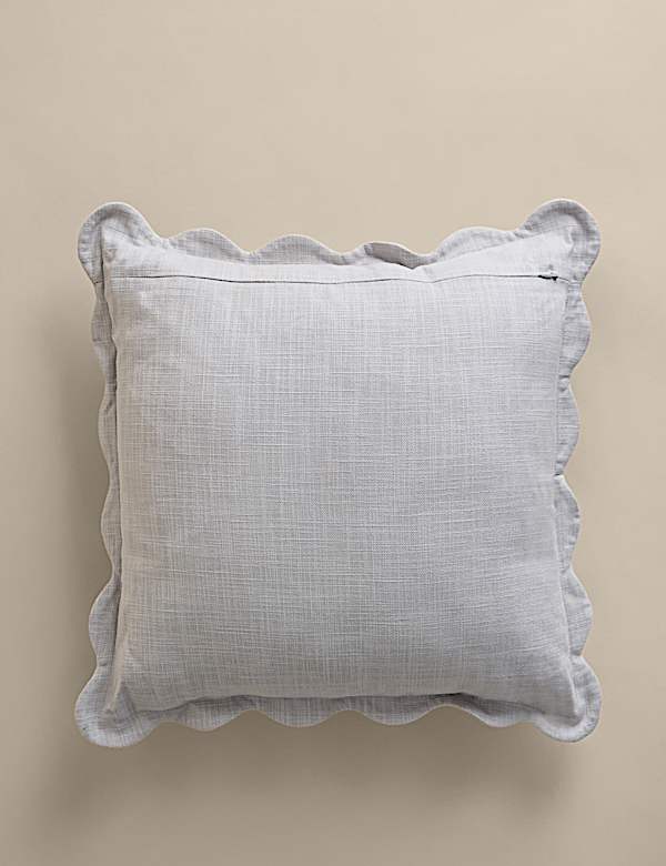 Pure Cotton Large Embroidered Scallop Cushion - CZ