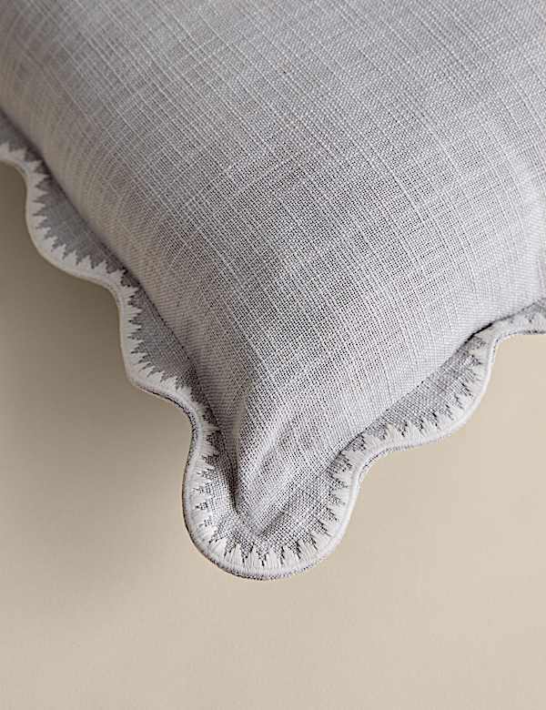 Pure Cotton Large Embroidered Scallop Cushion - CZ