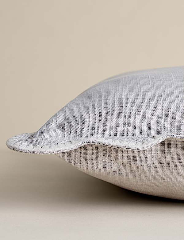 Pure Cotton Large Embroidered Scallop Cushion - CZ