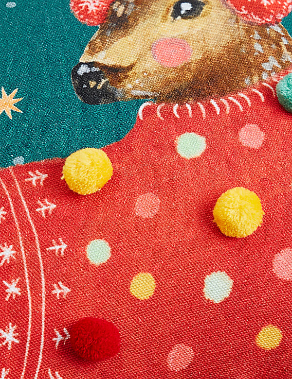 Pure Cotton Reindeer Cushion