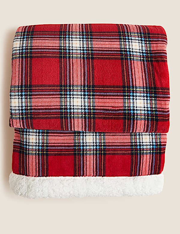 Buy Fleece Checked Christmas Tartan Throw at Marks Spencer