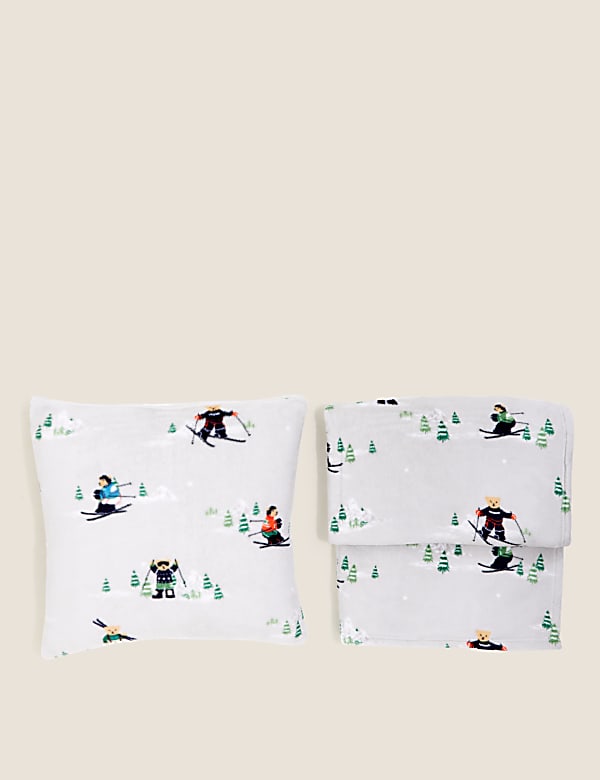 Spencer Bear Fleece Cushion & Throw Bundle - NL